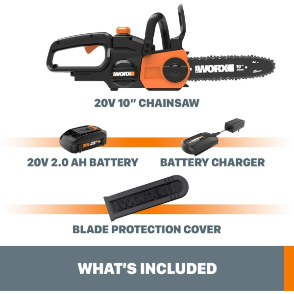 Worx WG322 20V Power Share 10″ Cordless Mini Chainsaw