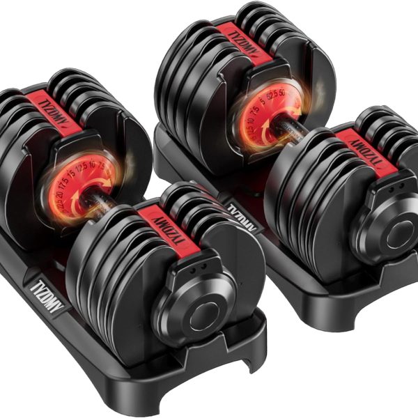 TYZDMY Adjustable Dumbbells Set of 2，Free Weights Dumbbells Set