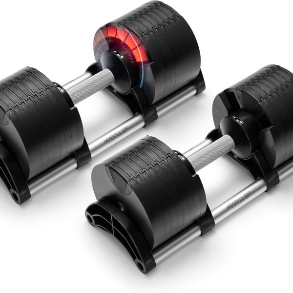 FF Finer Form NUOBELL Adjustable Dumbbells 5-80 lbs: Replace 16 Sets, Ideal for Home Gym