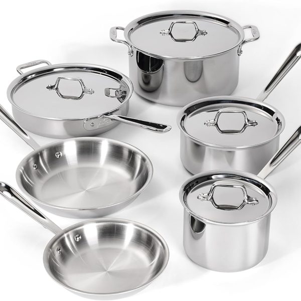 All-Clad D3 3-Ply Stainless Steel Cookware Set 10 Piece